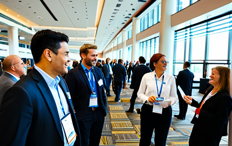 **

A diverse group of people attending a property management conference in a modern convention center.  Several attendees are actively networking, exchanging business cards, and engaged in conversation.  Banners in the background showcase industry certifications like CPM and RPM.  Everyone is fully clothed in professional attire. The environment is well-lit and bustling with activity, conveying a sense of learning and connection. Safe for work, appropriate content, professional setting, perfect anatomy, natural proportions, high quality.

**