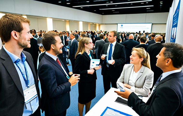 Networking at a Public Administration Conference**
"A well-lit conference hall filled with professionals in modest business attire, networking during a public administration event. Focus on a diverse group of individuals engaging in conversation, exchanging business cards. Background shows conference banners and presentation screens. Safe for work, appropriate content, fully clothed, professional, perfect anatomy, natural proportions, high quality, realistic."
**
