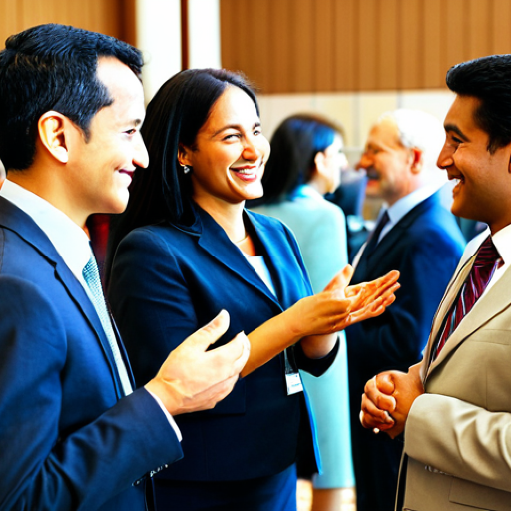 Networking at a Public Administration Conference**

"A diverse group of professional men and women, fully clothed in modest business attire, networking at a public administration conference. The background shows a modern conference hall with booths and displays. Participants are smiling and engaged in conversation. Safe for work, appropriate content, family-friendly, professional, perfect anatomy, correct proportions, well-formed hands, proper finger count, natural pose, high quality."

**