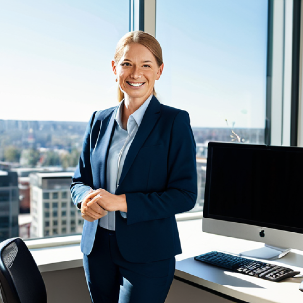 **

A professional property manager, fully clothed in appropriate business attire, stands in a modern office setting, reviewing financial reports on a computer screen. Sunlight streams through a large window overlooking a cityscape. The manager is smiling confidently. safe for work, appropriate content, perfect anatomy, natural proportions, professional, high quality, fully clothed, modest clothing.

**