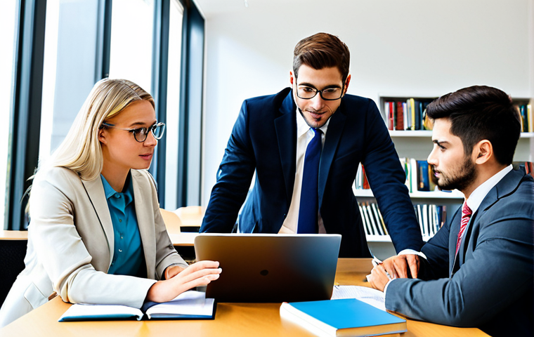 공공관리사 시험 대비를 위한 스터디 그룹 운영 사례 - Collaborative Study Session**

"A group of diverse professionals, fully clothed in business casual a...