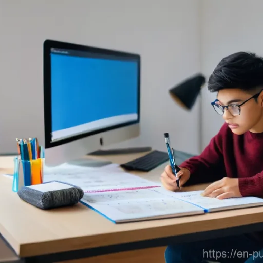공공관리사 실기시험 준비 과정에서의 교훈 - **Prompt:** A young adult, around 20 years old, sits at a clean, organized desk in a modern study sp...