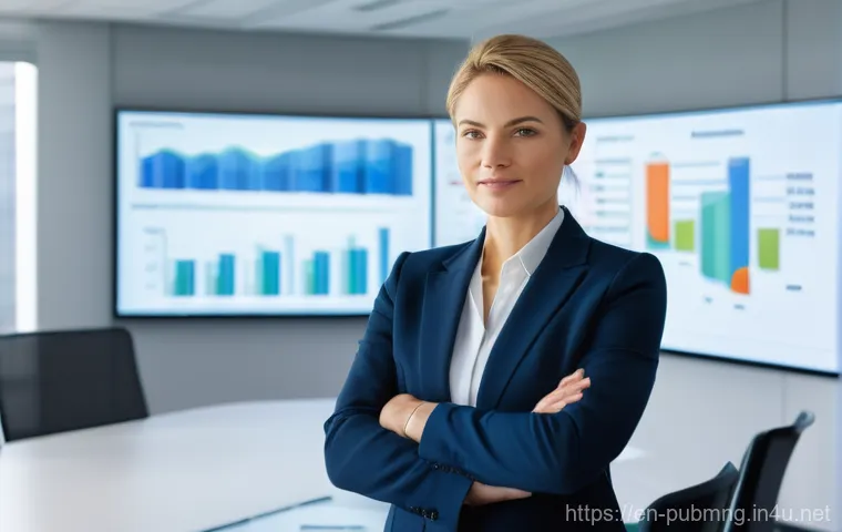 공공관리사 직무 경험을 경력으로 전환하는 법 - **Prompt:** A confident female professional, dressed in a sharp business suit, stands in a modern, b...