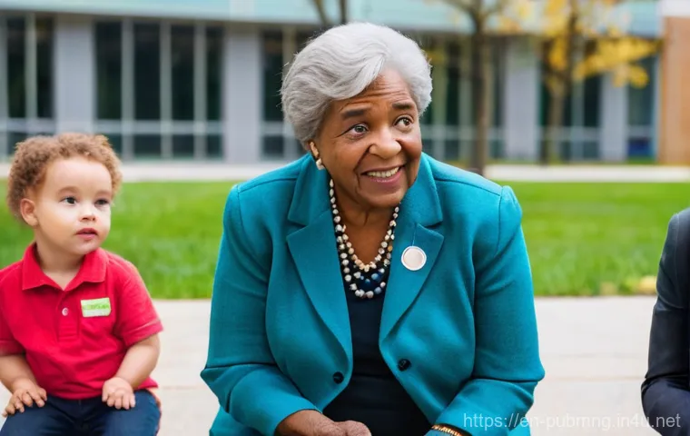 공공관리사로서의 자기 PR 방법 - **Prompt:** A diverse group of community members, including a grandmother holding a toddler in a cle...