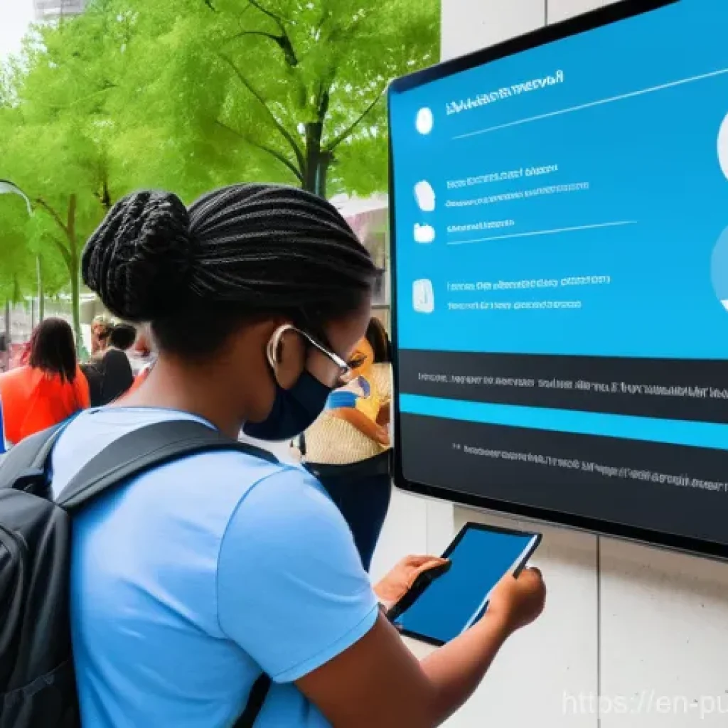 공공관리사와 관련된 최신 기술과 도구 - **Prompt:** A vibrant, bustling community center or modern public square during the day. A diverse g...