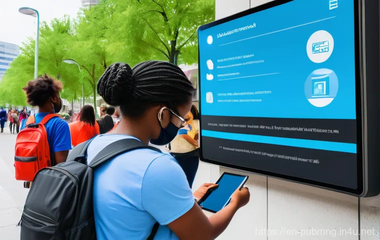 공공관리사와 관련된 최신 기술과 도구 - **Prompt:** A vibrant, bustling community center or modern public square during the day. A diverse g...