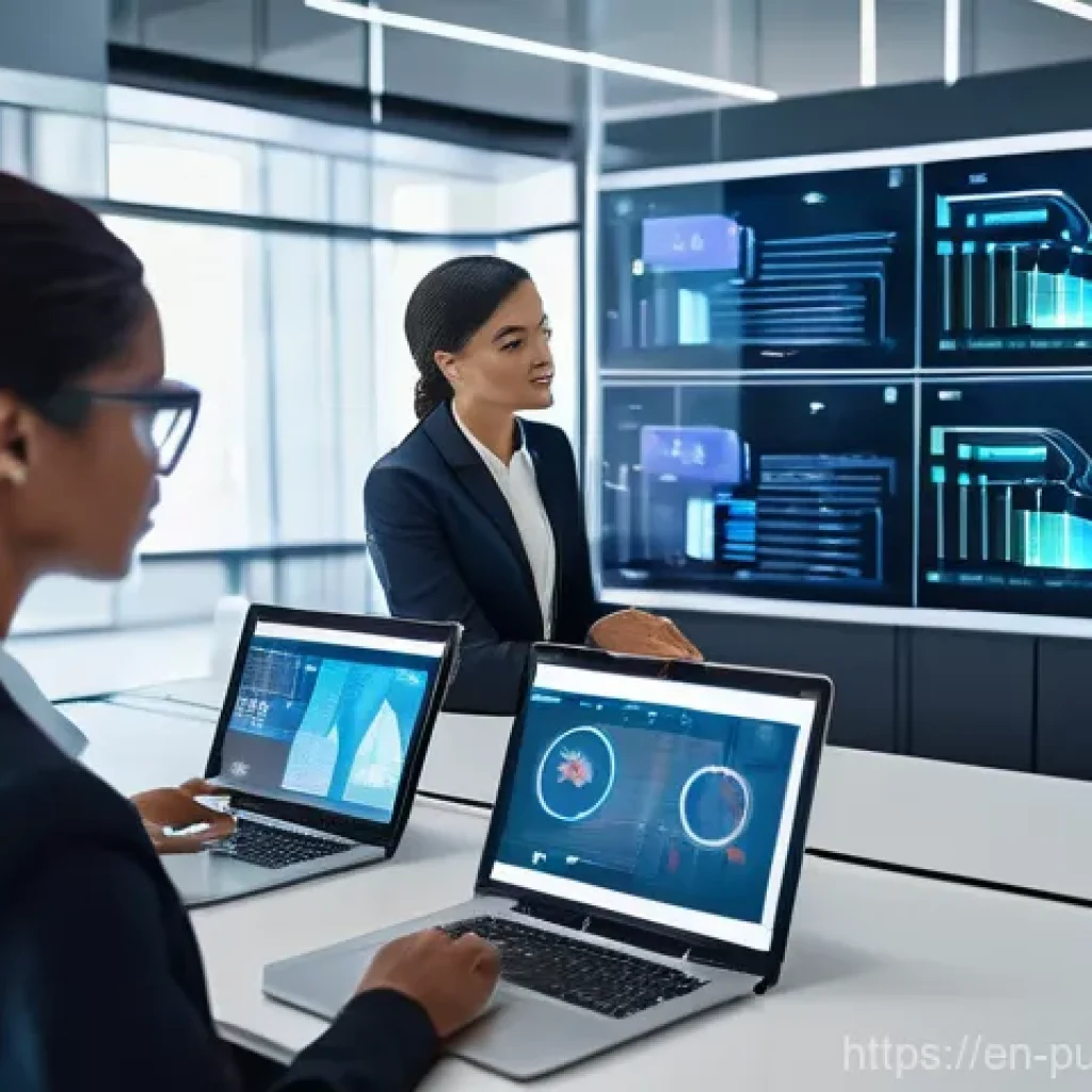 공공관리사 실무 노하우 모음 - **Digital Transformation in Public Service:** A vibrant, futuristic public administration office buz...