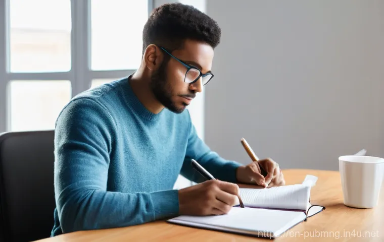 공공관리사 시험 후 취업 성공 사례와 교훈 - **Image Prompt: Focused Exam Preparation**
    A diverse young adult, perhaps in their late twenties...