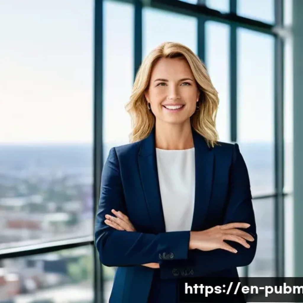 공공관리사 자격증을 활용한 경력 개발 성공 사례 - A professional businesswoman in a modern office setting, confidently presenting a strategic plan on ...