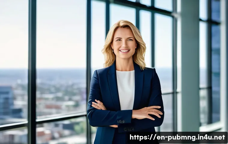 공공관리사 자격증을 활용한 경력 개발 성공 사례 - A professional businesswoman in a modern office setting, confidently presenting a strategic plan on ...