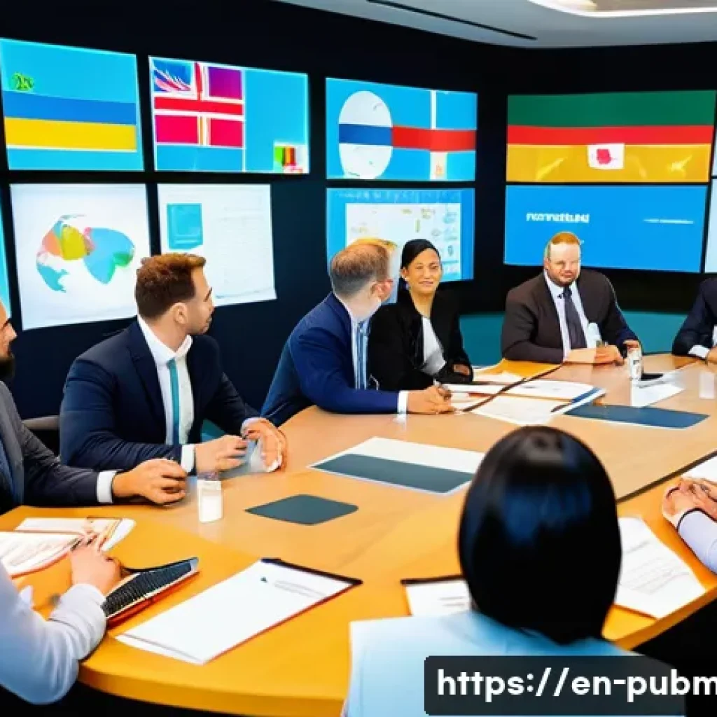 공공관리사 자격증으로 진출할 수 있는 글로벌 시장 - A diverse group of professional public administrators collaborating in a modern, bright conference r...