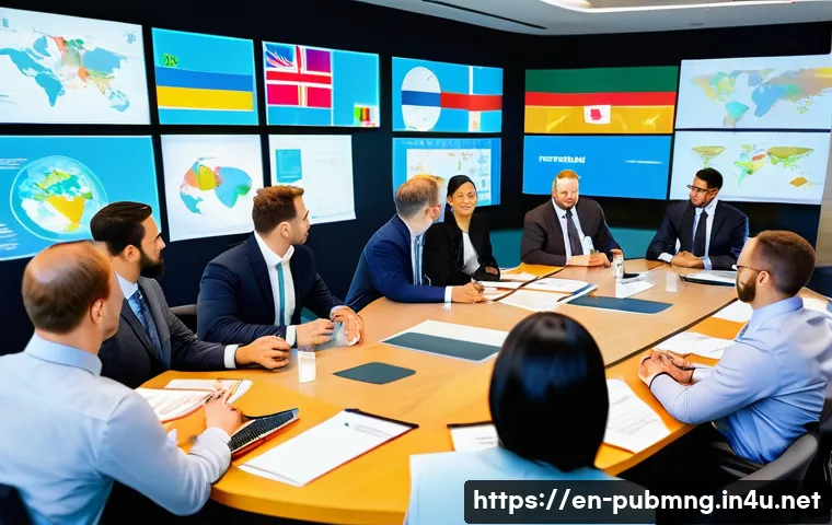 공공관리사 자격증으로 진출할 수 있는 글로벌 시장 - A diverse group of professional public administrators collaborating in a modern, bright conference r...