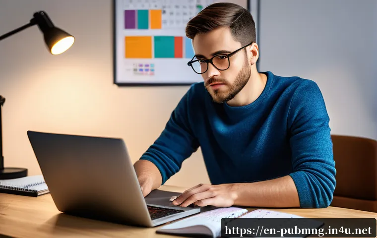 공공관리사 필기시험 준비 과정 공유 - A focused young adult studying at a modern, well-lit home office desk with a large digital planner o...
