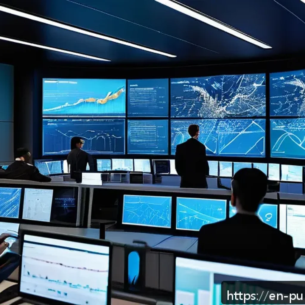 공공관리사와 관련된 산업 동향과 최신 기술 - A modern city control room filled with diverse public administrators and data scientists collaborati...