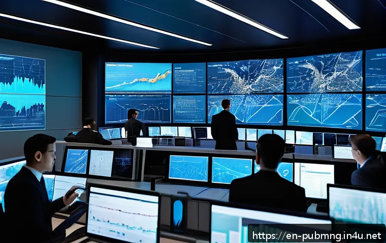 공공관리사와 관련된 산업 동향과 최신 기술 - A modern city control room filled with diverse public administrators and data scientists collaborati...