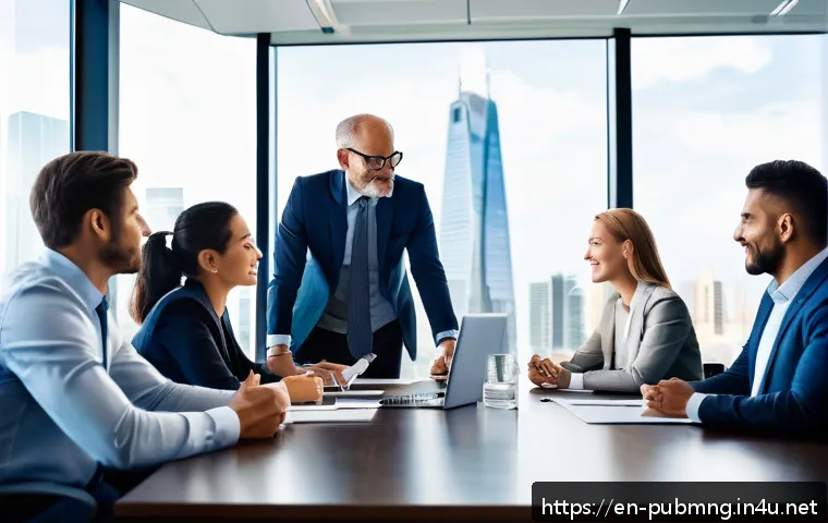 공공관리사 자격증으로 시작하는 새로운 도전 - A diverse group of professionals in business casual attire gathered around a conference table in a m...