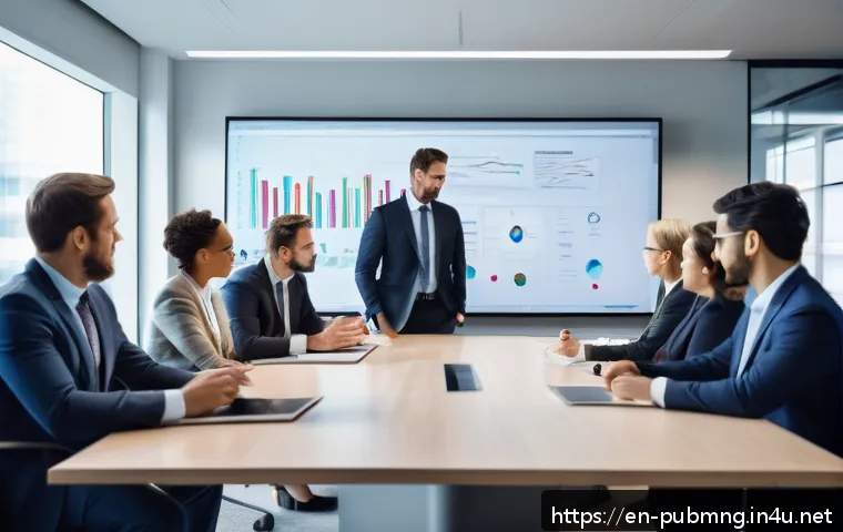 공공관리사 커뮤니티 활동의 장점 - A diverse group of public administration professionals collaborating around a large conference table...