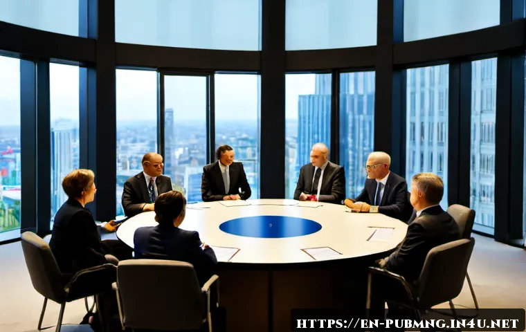 공공관리사 자격증의 글로벌 인정도와 활용 가능성 - Photorealistic international public-sector conference in a modern glass-walled civic center, a diver...