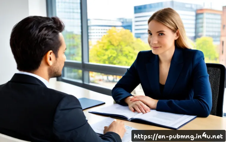 공공관리사 채용 프로세스 이해 - Photorealistic public sector recruitment interview scene in a bright modern municipal office, experi...