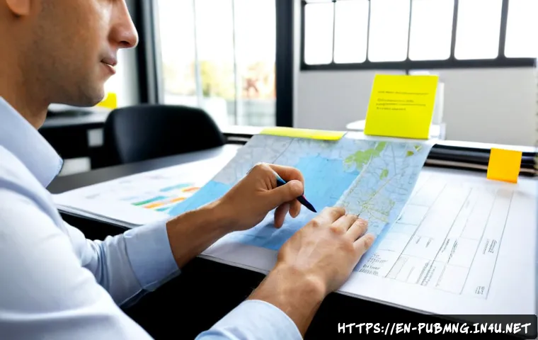 공공관리사로서의 첫 프로젝트 준비 - Photorealistic public management professional preparing a first community improvement project at a b...